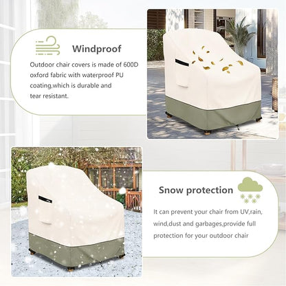 Outdoor Chair Covers 28" W x 30" D x 32" H,600D Heavy Duty Waterproof Patio Chair Cover,Outdoor Furniture Covers for Lawn/Garden Chiar