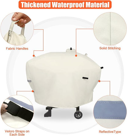 Grill Cover for Camp Chef 24 Pellet Grills, Model DLX 24, SmokePro 24, Woodwind 24 Pro Pellet Grills, PG24, PG24LS, PG24S, PG24SE, PG24LTD, PG24XT, SG24, SmokePro DLX, Anti-UV 600D, Beige