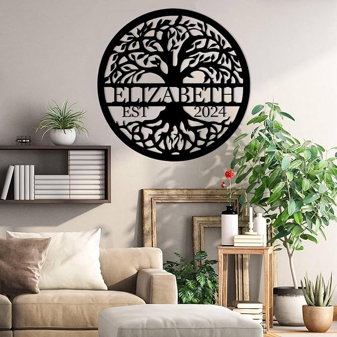 Personalized Metal Signs | Tree of Life Custom Wall Art | Outdoor Balcony Decor | Last Name & Family Signs | Couples Wedding Gifts