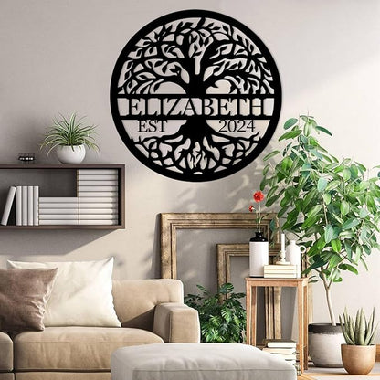 Personalized Metal Signs | Tree of Life Custom Wall Art | Outdoor Balcony Decor | Last Name & Family Signs | Couples Wedding Gifts