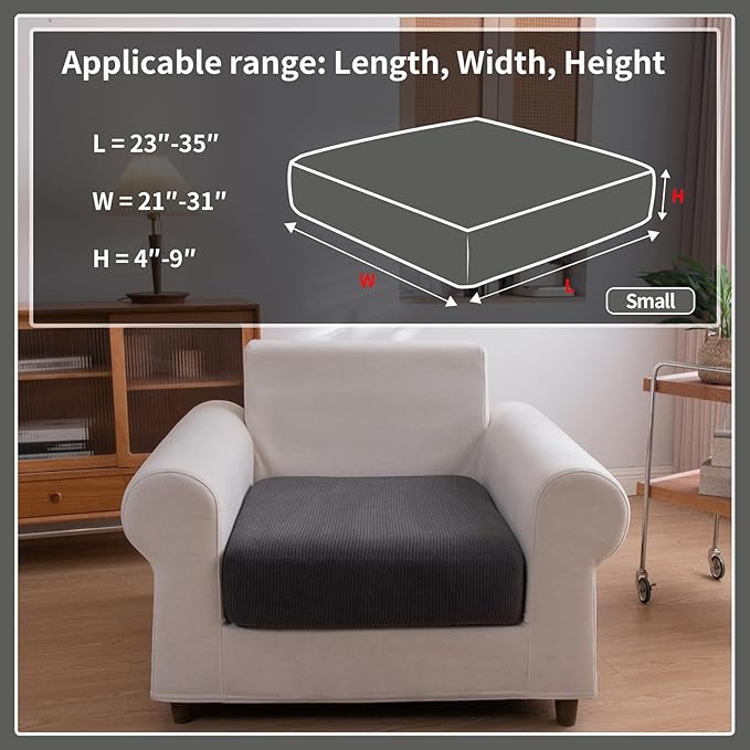 OHSIO Sectional Couch Covers, Wear Resistant Stretch Sofa Covers Washable Soft Couch Cushion Covers Anti Slip Furniture Protector Sofa Slipcovers for Pets (1 Piece Chair Cover, Dark Gray)