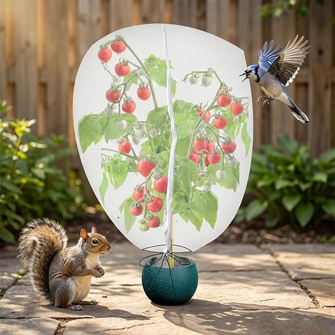 Gardtree 1PCS 6 × 7.8 FT Large Fruit Tree Netting Covers with Double Zipper & Drawstring, Garden Mesh Barrier for for Blueberry Bushes, Tomato & Citrus – Easy-Access Mesh Bird & Squirrel Barrier