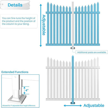Patio Vinyl Picket Fence White Panels 36" H x 84" W PVC Decorative Fences for Front Yard Porch Patio Deck Pool Air Conditioner Safety Dog Fencing (20 Pickets, Scallop)