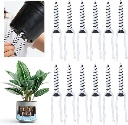 12 Pack Self Watering Spikes, Automatic Plant Watering Stakes with Wicking Rope for Indoor Outdoor Plants DIY Vacation Self-Watering System Devices for Grower Pots Potted Plants Seedlings