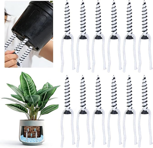 12 Pack Self Watering Spikes, Automatic Plant Watering Stakes with Wicking Rope for Indoor Outdoor Plants DIY Vacation Self-Watering System Devices for Grower Pots Potted Plants Seedlings