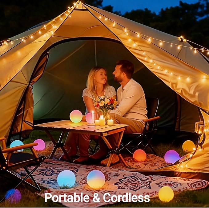 LOFTEK LED Ball Light, Multi-Color Rechargeable Night Lights, 3-inch RGB Globe Mood Lighting, Waterproof Ambient Lighting Lamp for Home Bedroom Patio Pool Decorative Lighting, Birthday Gift,4 Pack