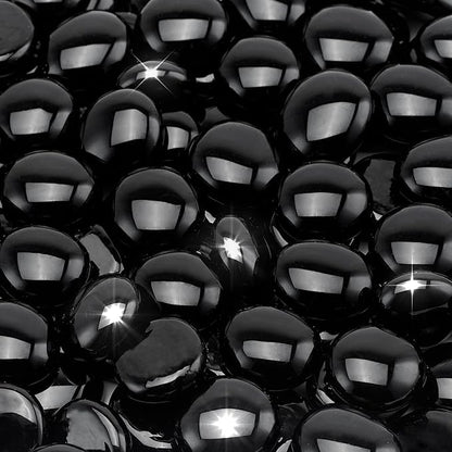 Stanbroil 10-Pound Fire Glass Beads - 1/2 inch Luster Fire Glass Drops for Fireplace Fire Pit | Gas Log Sets | Landscaping | Fish Tank, Onyx Black Luster