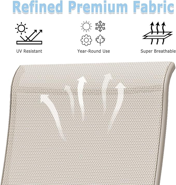 Patio Dining Chairs Set of 6, Outdoor Dining Chairs with High Back, Metal Outdoor Chair Set with Comfort and Durability, Patio Chair for Deck Lawn Kitchen Garden Backyard, Ivory