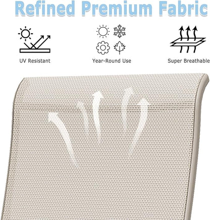 Patio Dining Chairs Set of 8, Outdoor Dining Chairs with High Back, Metal Outdoor Chair Set with Comfort and Durability, Patio Chair for Deck Lawn Kitchen Garden Backyard, Ivory