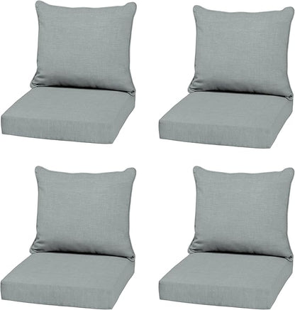 Arden Outdoor Deep Seat Cushion Set (4-Pack), 22 in x 24 in, Weather-Proof, Rain-Proof, Fade Resistant Patio Cushion for Chair, Sofa, and Couch Stone Grey Leala
