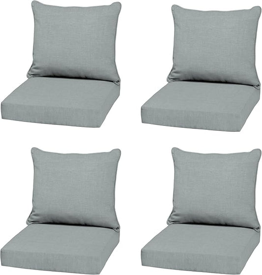 Arden Outdoor Deep Seat Cushion Set (4-Pack), 22 in x 24 in, Weather-Proof, Rain-Proof, Fade Resistant Patio Cushion for Chair, Sofa, and Couch Stone Grey Leala
