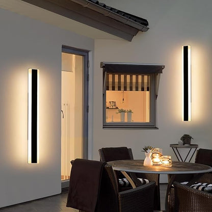 2 Pack Modern Outdoor Wall Sconce, 31.4inch LED Wall Light Fixture, IP65 Waterproof, 31W, Warm White 3000K, Black Minimalist Exterior Lights for House, Porch, Patio, Garage, Garden