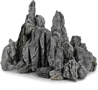 Unocho Seiryu Stone Aquarium Rocks 40lb Natural Fish Tank Rocks for Aquascaping Garden Landscaping Decoration Paludarium Amphibian Enclosures(3-12 Inches)