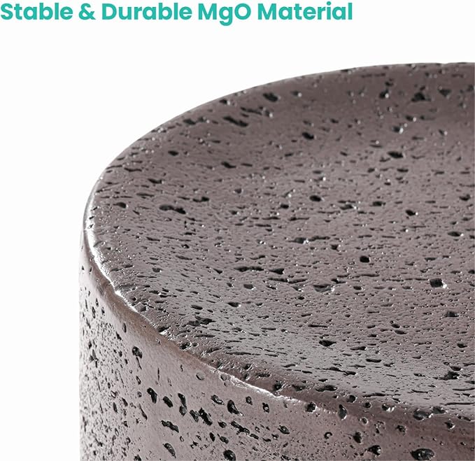 SUNBURY Concrete Side Table Set of 2, Outdoor Side Table Nesting for Patio, Outdoor Accent Table, Patio End Table in Spotted, Ceramic Garden Stool for Lawn, Deck, Round, Brown