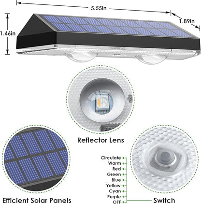 LIANGLOME Solar Fence Lights Outdoor, 2PK RGB Solar Lights for Outside Backyard, Patio, Deck Fence, Stair Handrail, Pool and Wall