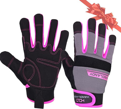 HANDLANDY Women Safety Work Gloves Utility Touch Screen Working Grip Glove for Yardwork Gardening Breathable Mechanic Gloves