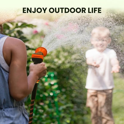 Giraffe Tools Non-Expandable Garden Hose 50FT 1/2” Lightweight Flexible Water Hoses Burst 600 psi with 9 Spray Function Nozzle Heavy Duty Hose