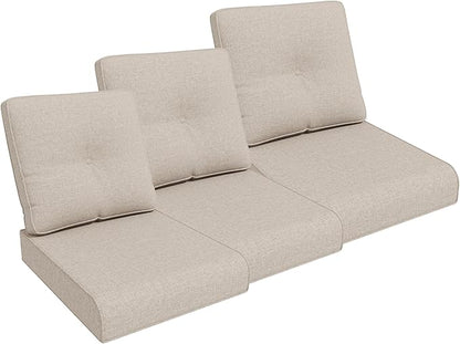 Outdoor Chair Cushions Set for Patio Furniture, 22x25/22x24 Inch, Waterproof & Fade Resistant Patio Chair Cushions, Thick Patio Furniture Cushion for Chair, Sofa, and Couch (Beige, 3 Set)