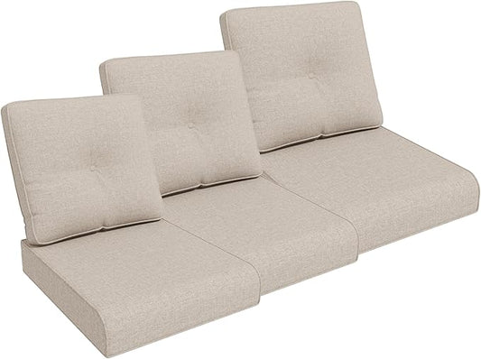 Outdoor Chair Cushions Set for Patio Furniture, 22x25/22x24 Inch, Waterproof & Fade Resistant Patio Chair Cushions, Thick Patio Furniture Cushion for Chair, Sofa, and Couch (Beige, 3 Set)