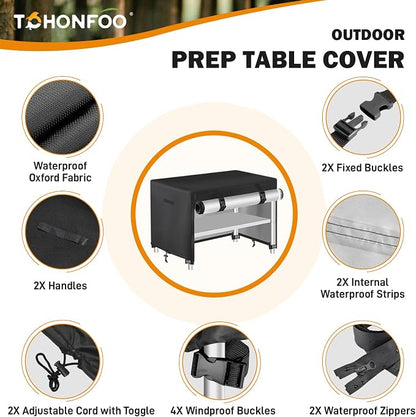 Outdoor Prep Table Cover with Split Zipper, Waterproof Patio Stainless Steel Metal BBQ Table Cover, Suitable for Outdoor Dining Table, Grill Table, BBQ Grill Cart, 30"L x 18"W x 34"H