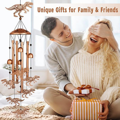 Dinosaur Wind Chimes for Outside, Metal Windchimes Outdoors, Dinosaur Gifts for Women/Men, Memorial/Birthday Gifts, Garden Decor for Outside, Patio or Yard, Durable Chimes for Outdoors