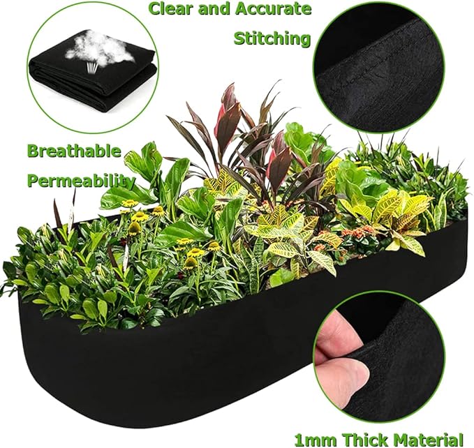 Fabric Raised Garden Bed, Raised Planters for Outdoor Plants, Rectangle Garden Grow Bag for Herb Flower and Vegetables, 2 ft X 8 ft