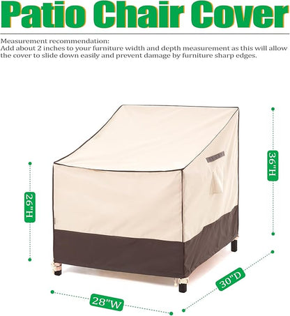 F&J Outdoors Waterproof UV Resistant Patio Dining/Adirondack Chair Cover, 28" W x 30" D x 36" H, 2Pack