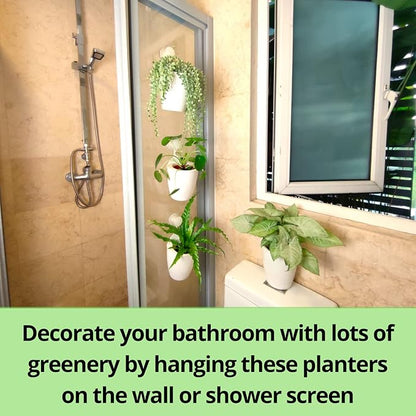 LaLaGreen Wall Mounted Planters for Indoor Plants - 10 Pack, 5 Inch Self Watering Plastic Pot, Living Hanging Eco Wall Planter System, Trendy Live Wall Garden for Herb, White