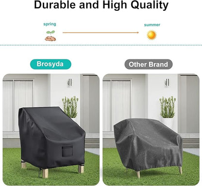 Patio Chair Covers for Outdoor Furniture Waterproof 2 Pack, Lawn Chair Covers 600D Heavy Duty Oxford Cloth, Large Covers for Lounge Lawn Deep Seat Black 40" W x 40" D x 36" H