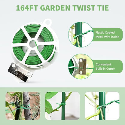 DoCred Cucumber Trellis, 71" H 2 Pack Metal Foldable Upgraded A Frame Garden Trellis for Raised Bed Climbing Plants, Vegetables, Including Plant Support Clips, Twist Ties, Plastic Ties, Black