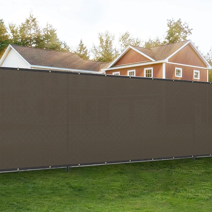 4' x 167' Privacy Fence Screen Brown Net Fencing 90% Privacy Blockage Windscreen Mesh Shade Cover with Copper Grommet for Patio Backyard Garden Deck Pool, Zip Ties Included