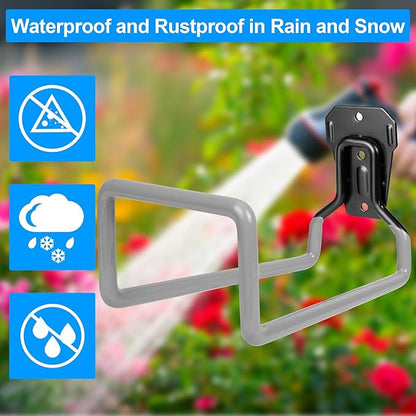 PeoMev Garden Hose Holder - Metal Garden Hose Reel Wall Mounted Water Hose Holders for Outside, Heavy Duty Hose Hanger for Water Hose Storage