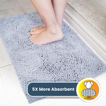 Muddy Mat® | Super Water Absorbent Door Mat Indoor, Microfiber Quick Dry Chenille Entryway Rug, Slip Resistant Front Door Mat, Indoor Mats for Entryway, Machine Washable Pet Rug, Baby Blue 32" x 44"