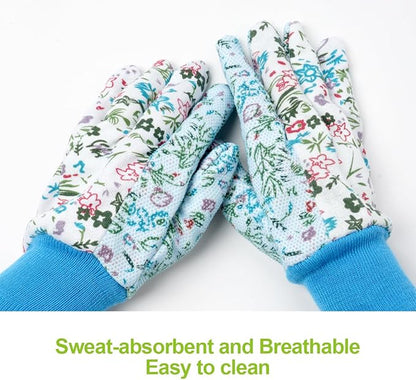 Ainiv Floral Gardening Gloves for Women/Ladies, Non-Slip Garden Work Gloves,Breathable Yard Work Glove Light Working Gloves