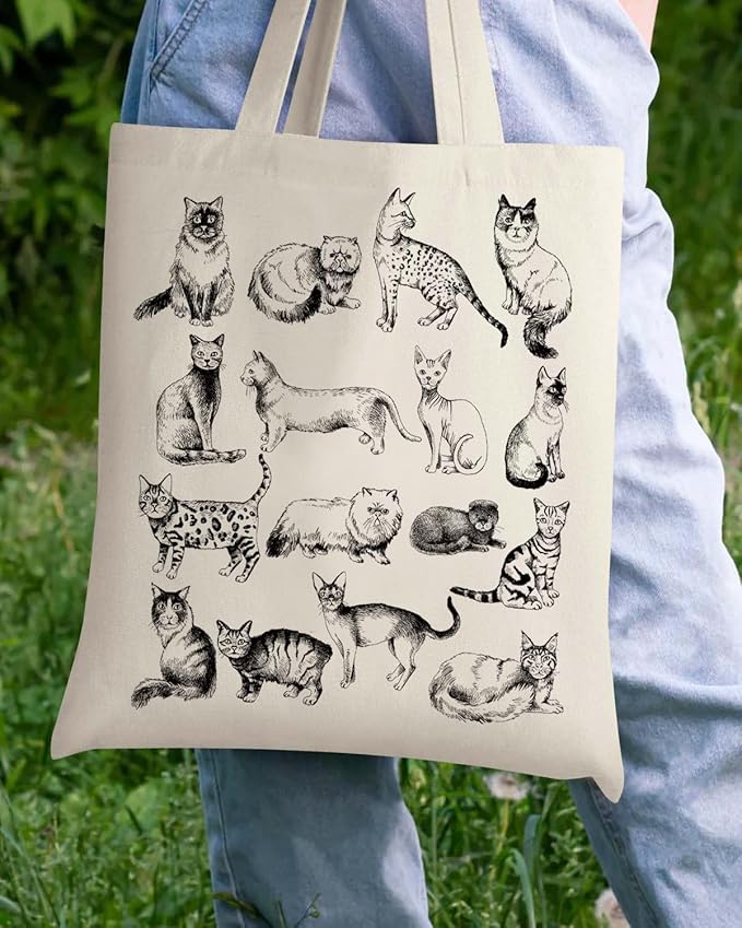 AUSVKAI Canvas Tote Bag Aesthetic for Women, Cute Reusable Cloth Cotton Bags for Shopping Beach Grocery