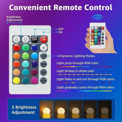 FUYO 6 inch LED Ball Lamp with Remote Rechargeable Waterproof, Glowing Globe Light 16 RGB Colors Orb Sphere for Indoor Outdoor Home Patio Pool Party Decor (White 6-inch)