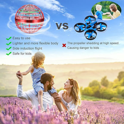 Flying Orb Ball Toy,Boomerang Ball, Hover Hand Mini Drone Cosmic Globe, Fly Spinners for Kids Adults Indoor Outdoor Toys, Cool LED Lights Toys for 6 7 8 9 10+ Years Old Boys Girls Gift