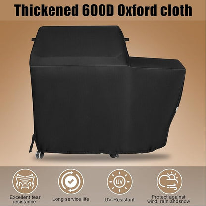 Grill Cover for Traeger Woodridge Electric Wood Pellet Grill and Smoker - 600D Heavy Duty Waterproof BBQ Cover for Traeger Grills BAC761 TFB86MLH Full-Length All Weather Grill Cover Accessory
