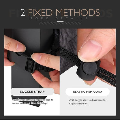 Rectangular Patio Table Cover - 600D Tough Canvas Heavy-Duty Waterproof Outdoor Dining Table and Chairs General Purpose Furniture Cover (DarkGrey, 86.6''x57.5''x27.6''-No zipper)