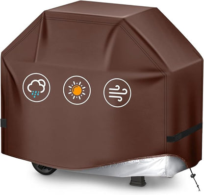 Perfect Grill Cover for Outdoor Grills Waterproof Rip-Proof Weather Resistant for Reliable Protection Griddle Cover Easy to Clean Adjustable Hem Drawstring Fade Resistant (Brown, 48)
