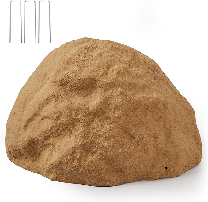 VEVOR Faux Rock Cover, Outdoor Fake Rock Well Pump Cover, Realistic Natural Texture, Lightweight & Weather-Resistant Artificial Boulder for Landscaping Garden Yard Décor, Sandy Brown, Medium Size