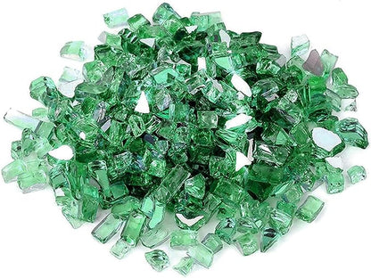 Mr. Fireglass 10 Pounds Fire Glass - 1/2 Inch High Luster Reflective Tempered Glass Rocks for Fireplace Fire Pit Table and Landscaping, Light Green
