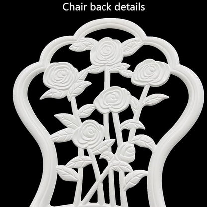 KAILI Outdoor Furniture Bistro Set with Rose Pattern 1 Table 2 Chairs for Garden Patio Porch (Rose-White)