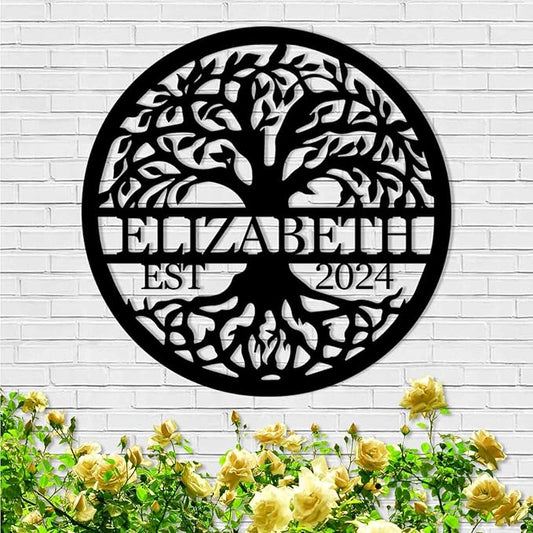 Personalized Metal Signs | Tree of Life Custom Wall Art | Outdoor Balcony Decor | Last Name & Family Signs | Couples Wedding Gifts