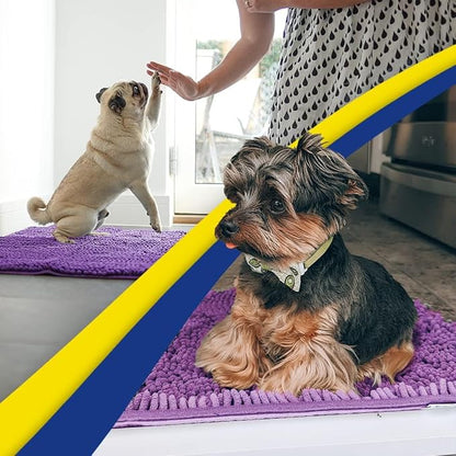 Muddy Mat® | Super Water Absorbent Door Mat Indoor, Microfiber Quick Dry Chenille Entryway Rug, Slip Resistant Front Door Mat, Indoor Mats for Entryway, Machine Washable Pet Rug, Purple 36" x 72"