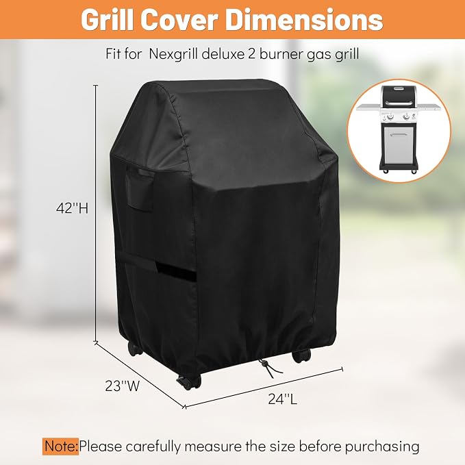 BBQ Grill Cover for 24 Inch Nexgrill Deluxe 2 Burner Gas Grill, Waterproof 600D Outdoor Propane Barbecue Covers Griddle Covers- 24" L x 23" W x 42" H