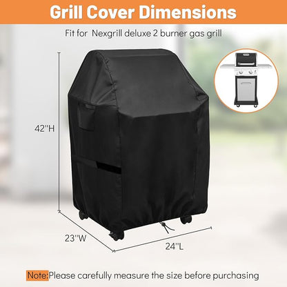 BBQ Grill Cover for 24 Inch Nexgrill Deluxe 2 Burner Gas Grill, Waterproof 600D Outdoor Propane Barbecue Covers Griddle Covers- 24" L x 23" W x 42" H