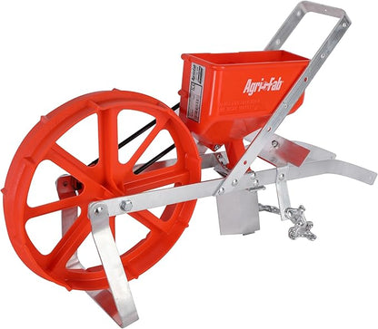 Agri-Fab 45-0640 3lb Push Garden Seeder/Planter with 7 Interchangeable Seed Plates for up to 20 Types of Seeds, Rust Resistant Plow Blade, Powder Coated Aluminum Frame, Orange