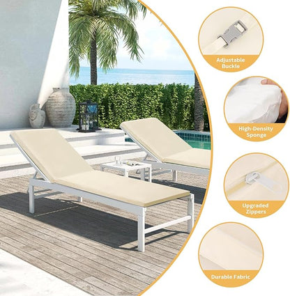 Outdoor Chaise Lounge Cushions for Patio, 72"x22"x3" Lounge Chair Cushions, Waterproof Replacement Seat Cushions for Outdoor Furniture