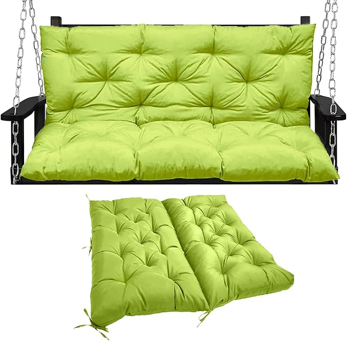 Swing Replacement Seat Cushions, 2-3 Seater Bench Cushions for Outdoor Furnitur with Backrest, Garden Recliner Seat Cushions Waterproof Sofa Pads (Tender Green, 60x40in)